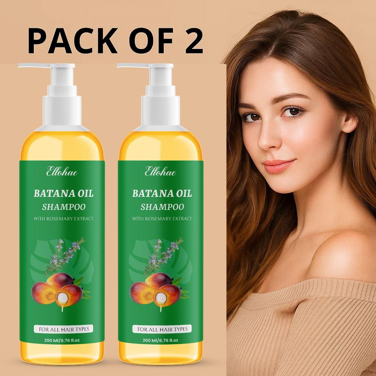 BATANA OIL SHAMPOO with Rosemary Extract 400 ml Pack of 2