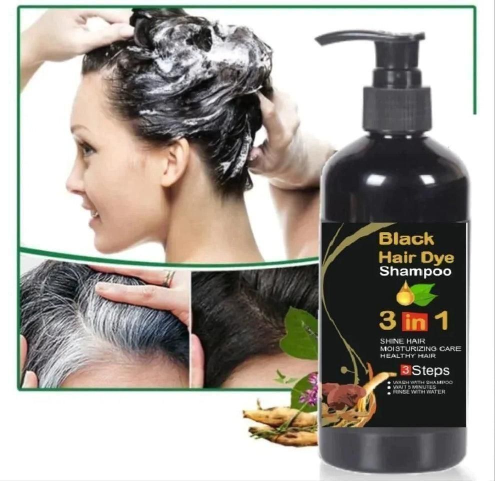Unisex Instant Black Herbal Hair Dye Shampoo for Grey Hair Coverage Pack Of 2