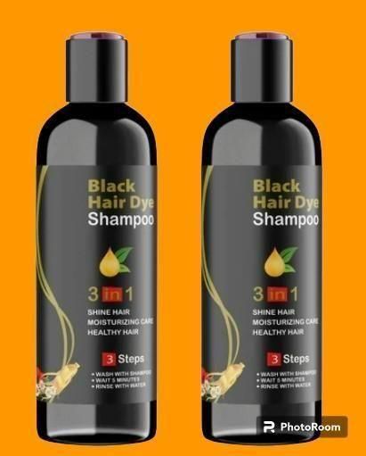 Unisex Instant Black Herbal Hair Dye Shampoo for Grey Hair Coverage Pack Of 2